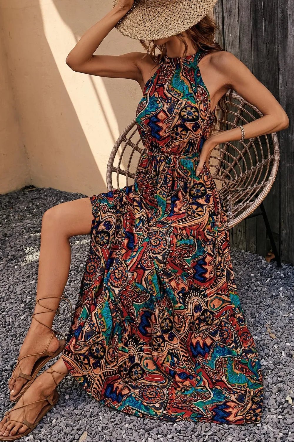 Tied Floral Sleeveless Dress - JUST - JEN BOUTIQUE