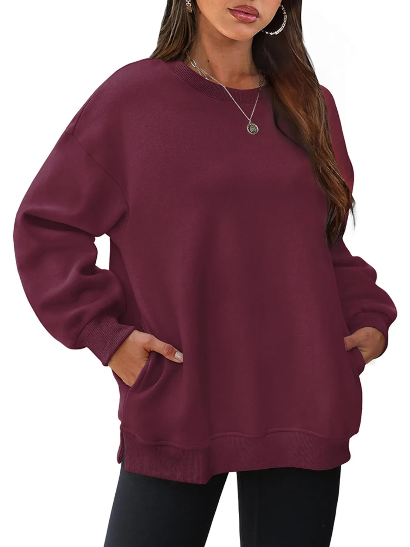 Oversized Long Sleeve Crewneck Sweatshirt - JUST - JEN BOUTIQUE