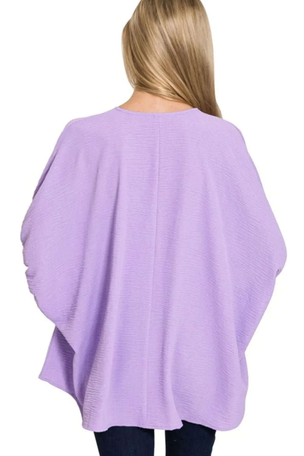 Zenana Woven Airflow V - neck Puff Half Sleeve Top - JUST - JEN BOUTIQUE