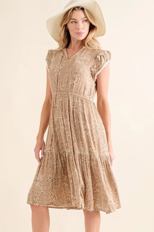 And The Why Boho Printed Tiered Maxi Dress - JUST - JEN BOUTIQUE