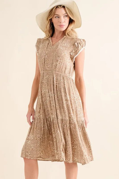 And The Why Boho Printed Tiered Maxi Dress - JUST - JEN BOUTIQUE
