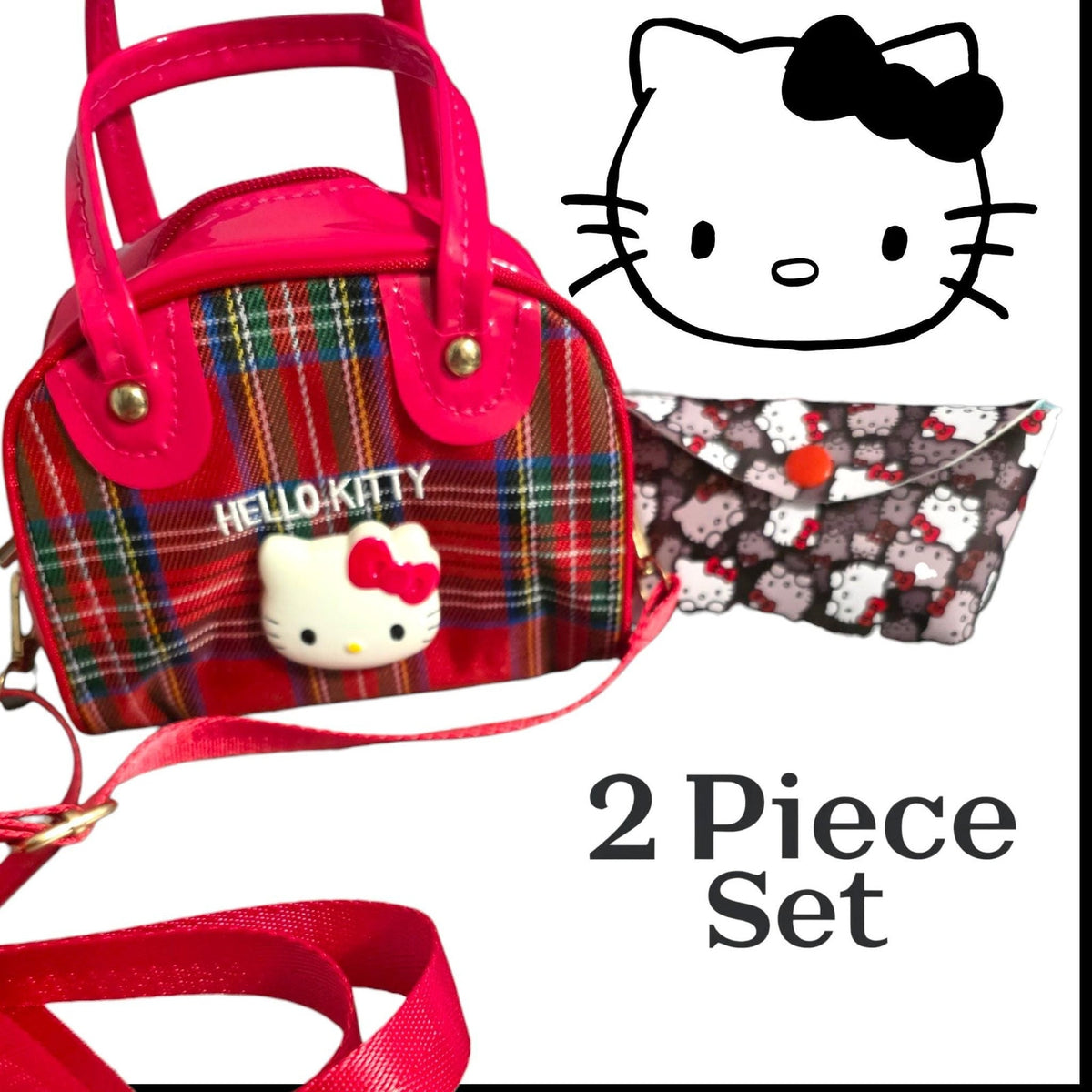 Hello Kitty 2-Piece Accessory Set Crossbody Bag & Pouch Kawaii Bag Set