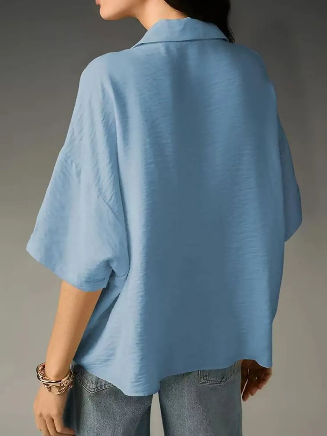 Collared Neck Half Sleeve Blouse - JUST - JEN BOUTIQUE