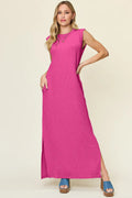 Double Take Full Size Texture Mock Neck Sleeveless Maxi Dress - JUST - JEN BOUTIQUE