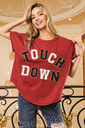 BiBi Touchdown Letter Loose Fit Vintage Washed Top - JUST - JEN BOUTIQUE