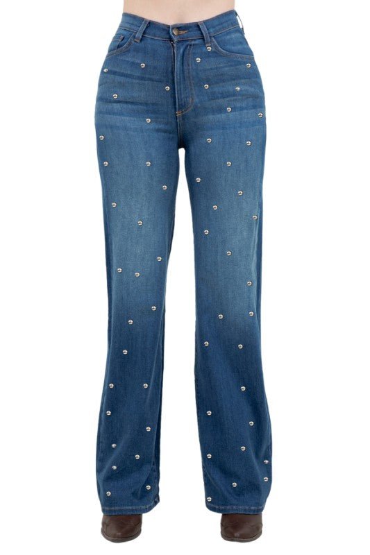 Wide Leg Jean with front studded detail - JUST - JEN BOUTIQUE