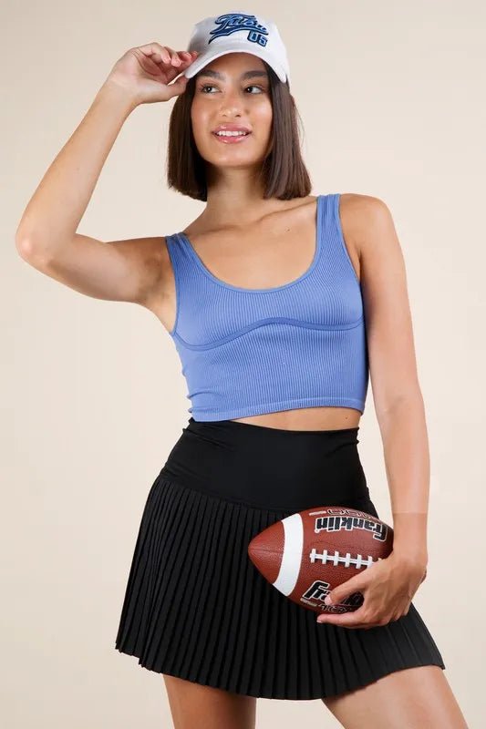 VERY J Pleated Activewear Skirt with Shorts Inside - JUST - JEN BOUTIQUE