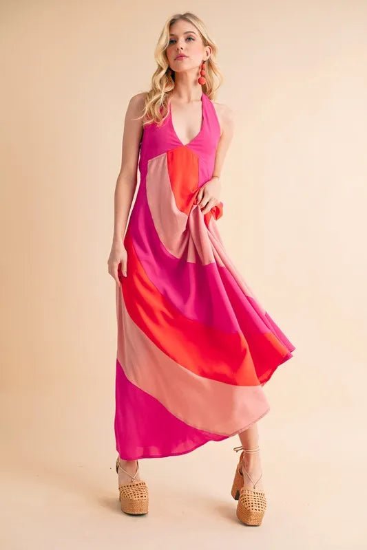 Aemi+Co Color Block Sleeveless Maxi Dress - JUST - JEN BOUTIQUE