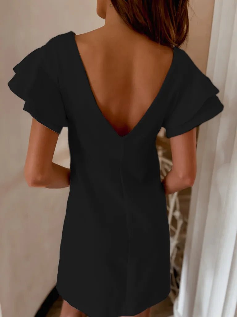 Ruffled Layered Short Sleeve Mini Dress - JUST - JEN BOUTIQUE