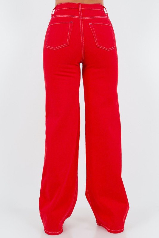 Wide Leg Jean in Red - JUST - JEN BOUTIQUE