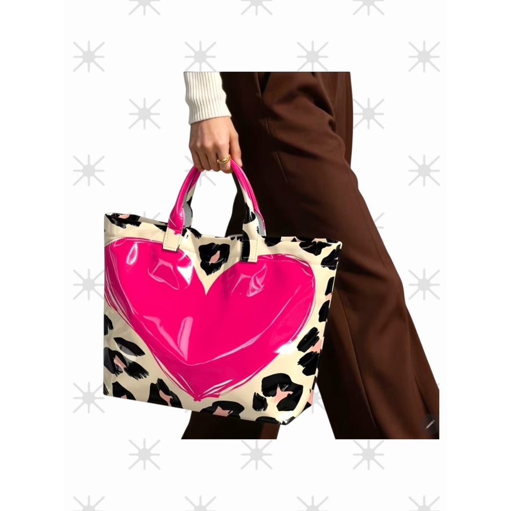 Heart Leopard Print Stylish Tote Bag