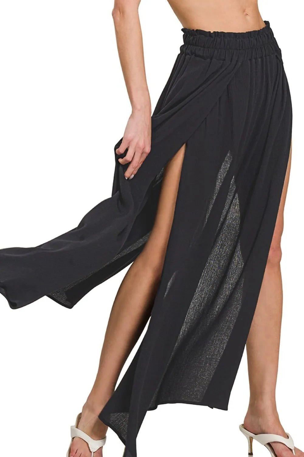Zenana Woven Crinkle Gauze Long Skirts - JUST - JEN BOUTIQUE