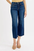 RISEN Full Size Tummy Control High Rise Crop Wide Jeans Plus Size - JUST - JEN BOUTIQUE