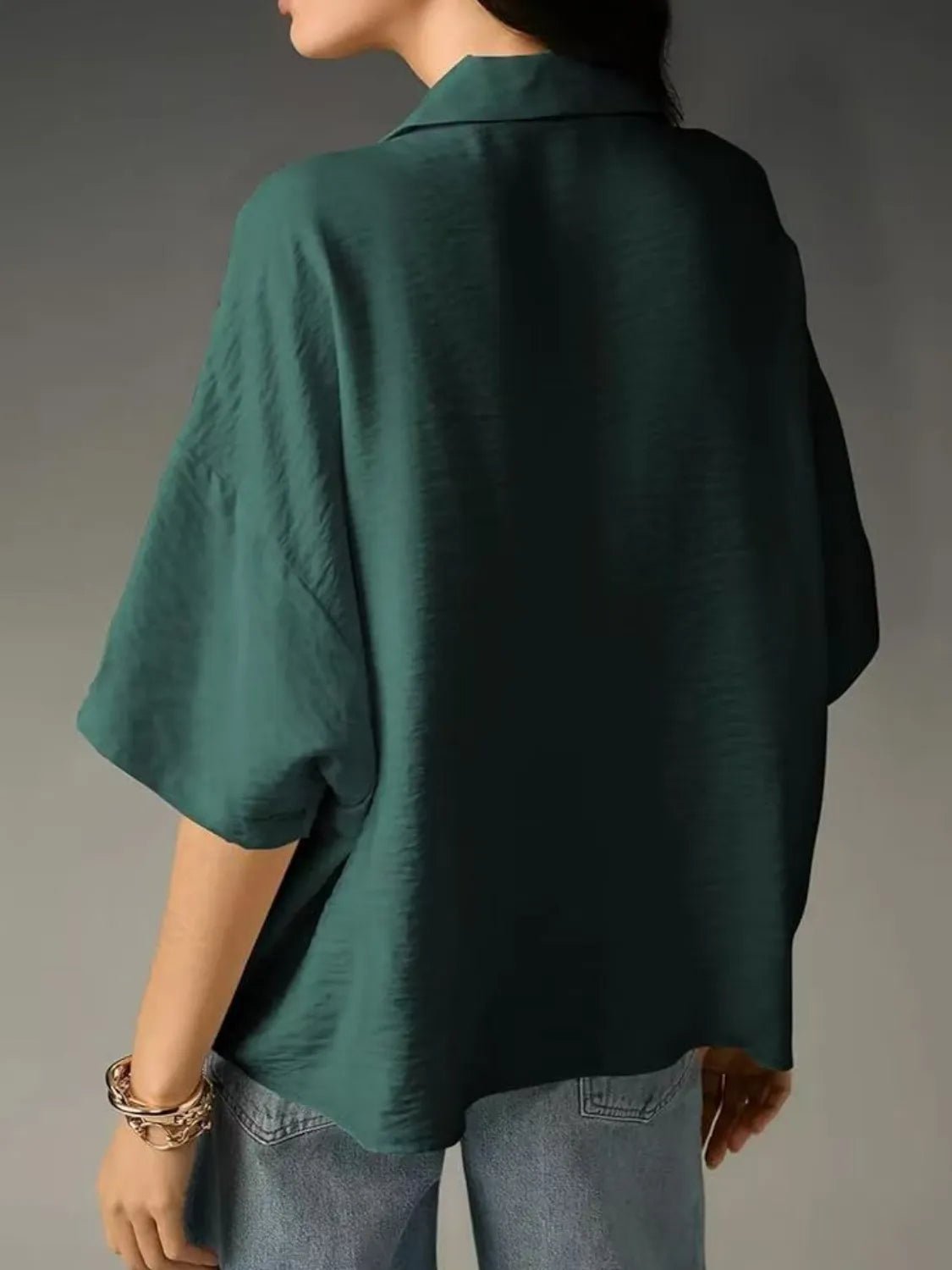 Collared Neck Half Sleeve Blouse - JUST - JEN BOUTIQUE