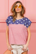 BiBi Star Rpinted with Stripe Combo Top - JUST - JEN BOUTIQUE