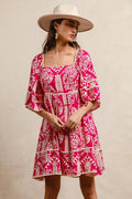 BiBi Aztec Woven Printed Contrast Binding Dress - JUST - JEN BOUTIQUE
