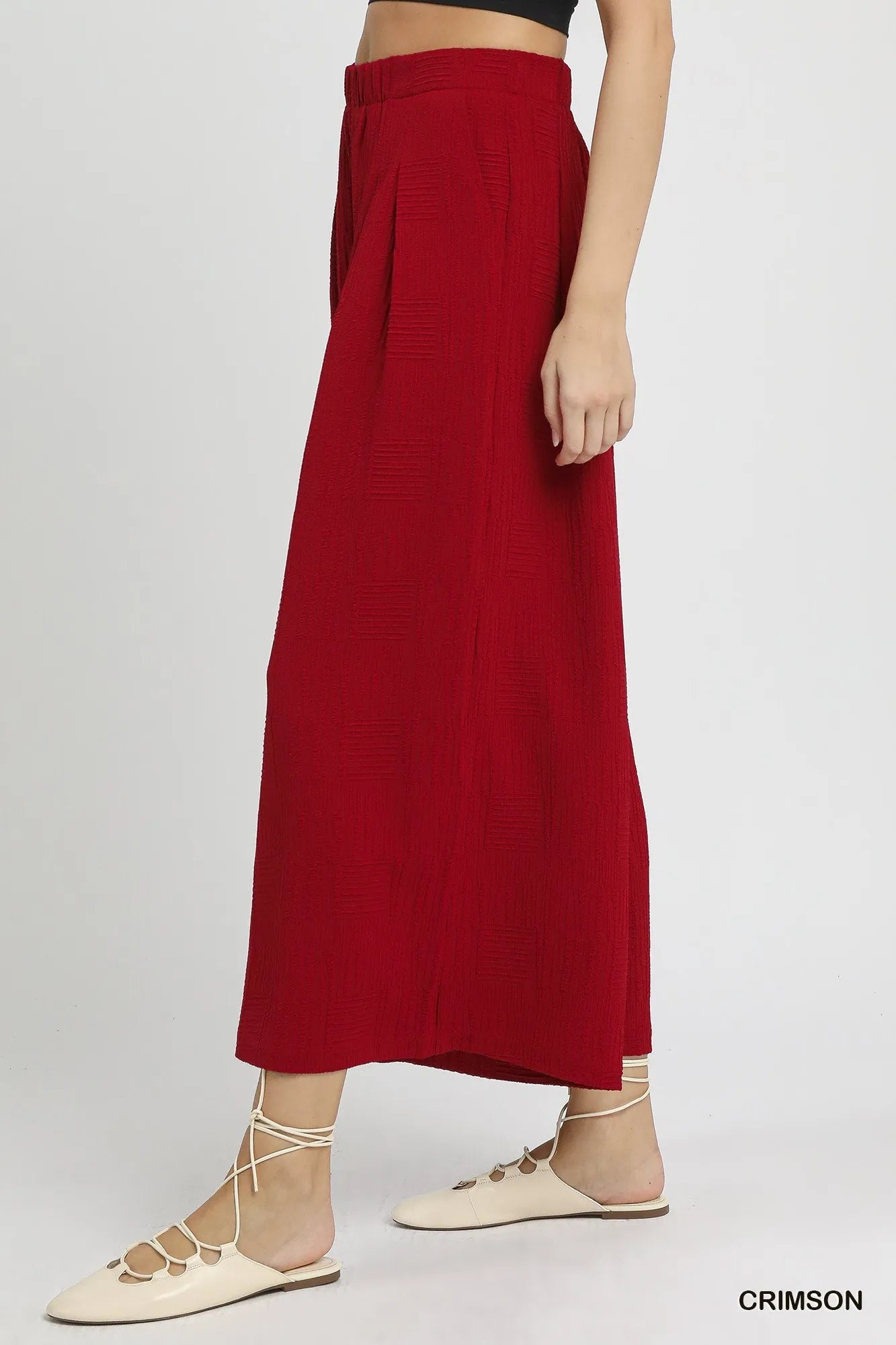 Umgee Elastic Waist Wide Leg Pants - JUST - JEN BOUTIQUE