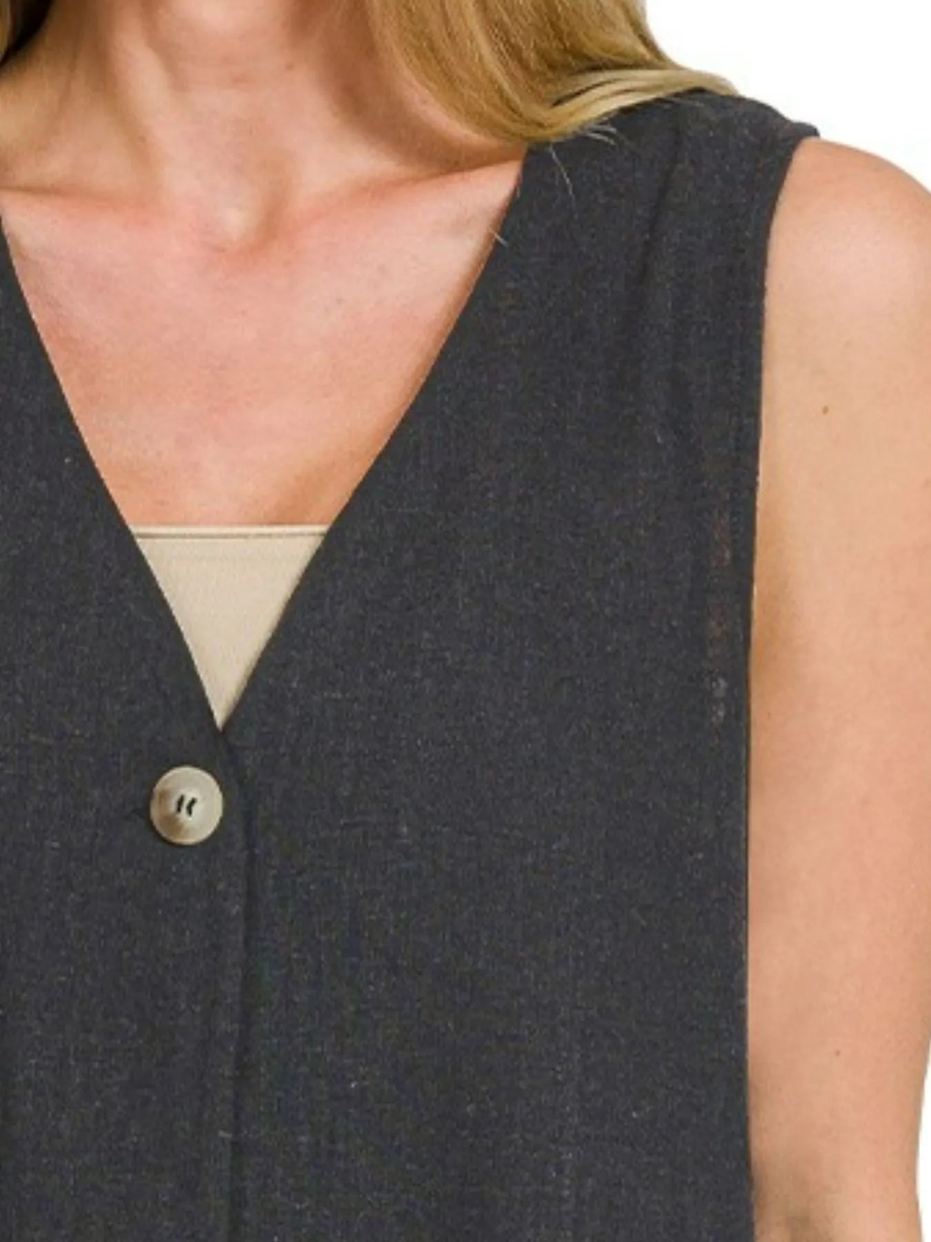 Zenana Side Slit Button - Front Vest - JUST - JEN BOUTIQUE