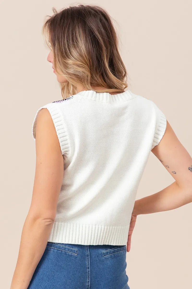 BiBi Diamond Granny Square Sweater Vest - JUST - JEN BOUTIQUE