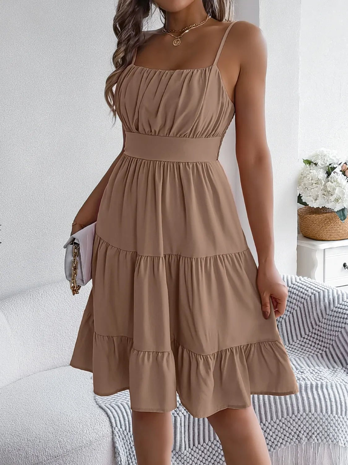Smocked Back Tiered Cami Dress - JUST - JEN BOUTIQUE