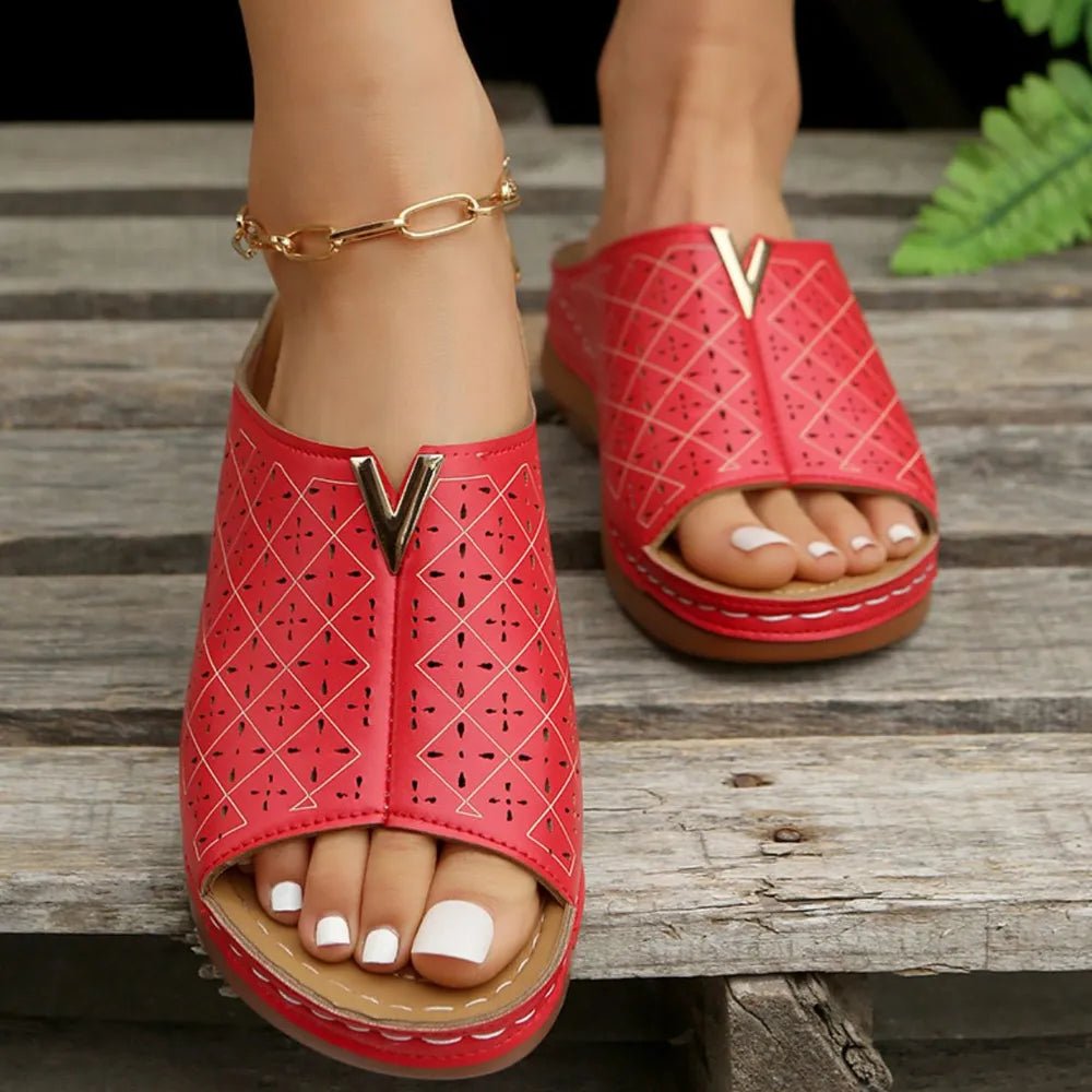 Open Toe Flats Sandals - JUST - JEN BOUTIQUE