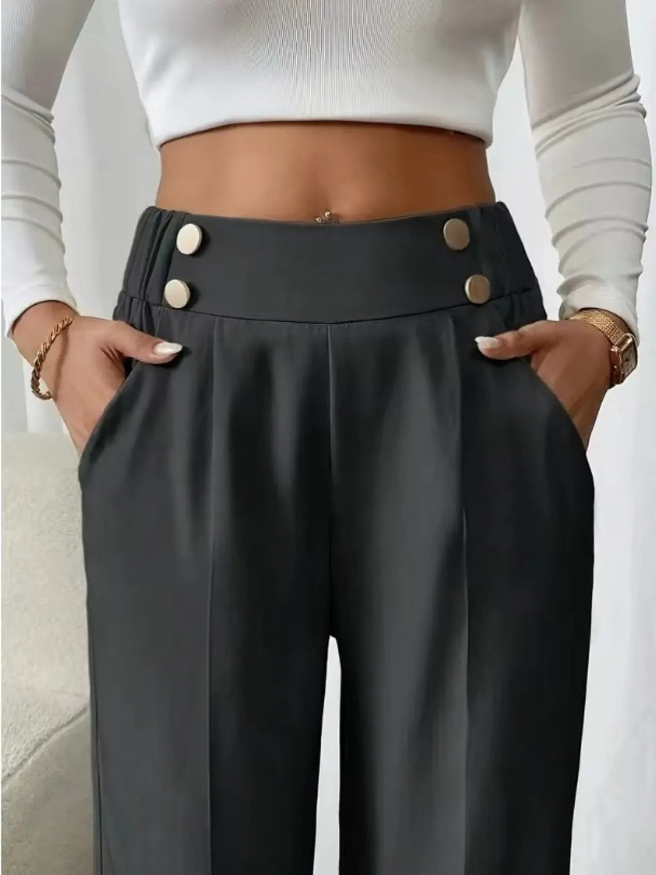 High Waist Wide Leg Pants - JUST - JEN BOUTIQUE