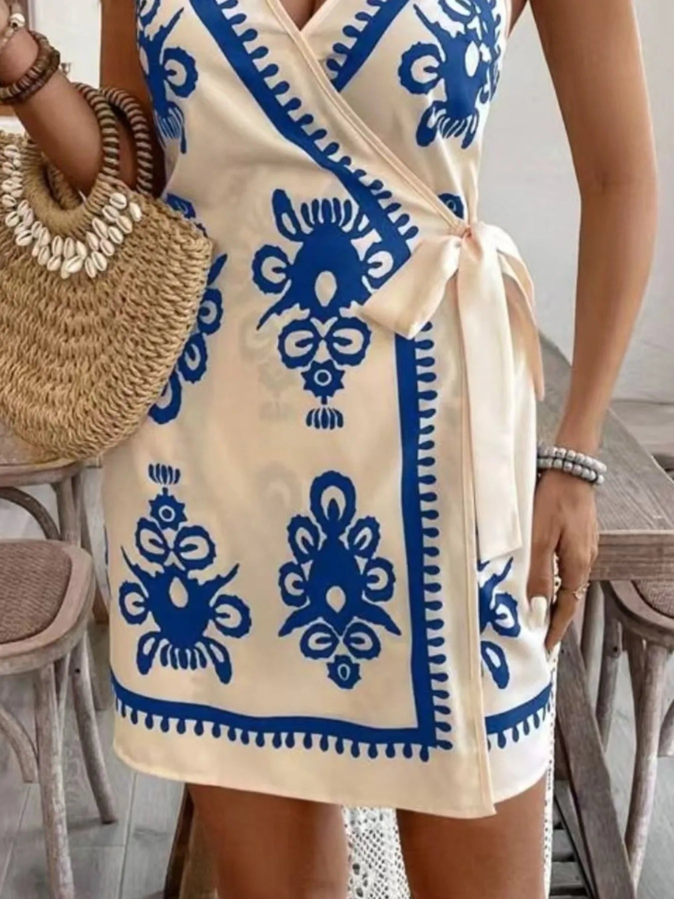 Floral Print Spaghetti Strap Wrap Mini Dress - JUST - JEN BOUTIQUE