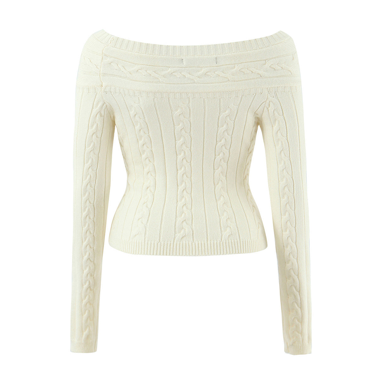 Casual off shoulder Fried Dough Twists slim single breasted short sweater
