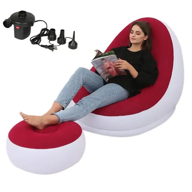 Inflatable Air Mattress Lazy Sofa Deck Chair Comfortable Leg Stool Rest Single Beanbag for home and Outdoor Use - JUST - JEN BOUTIQUE