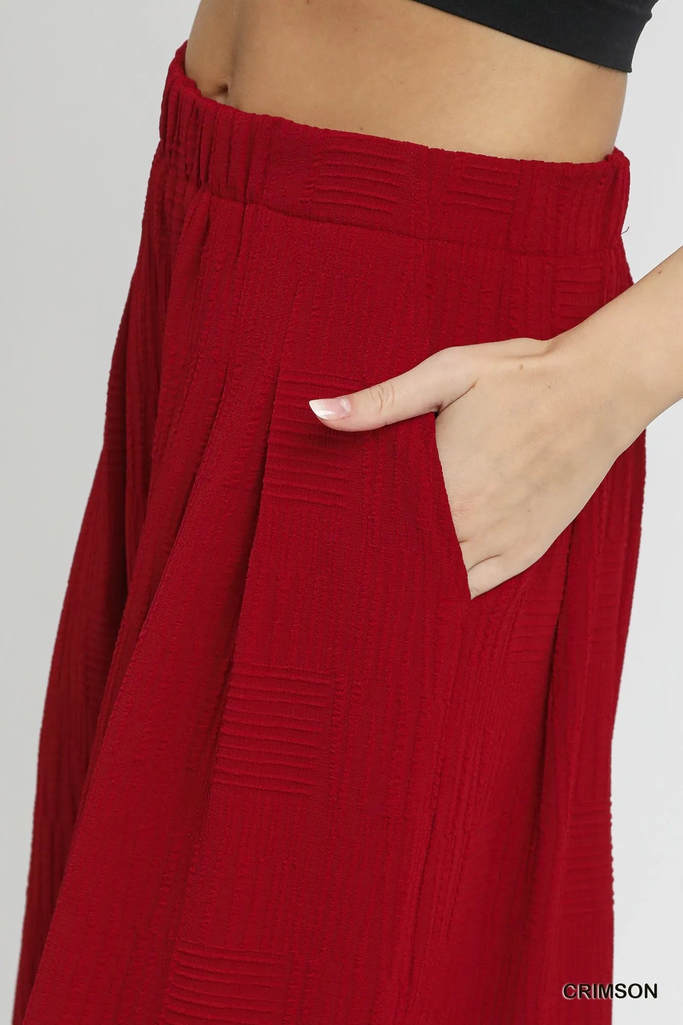 Umgee Elastic Waist Wide Leg Pants - JUST - JEN BOUTIQUE