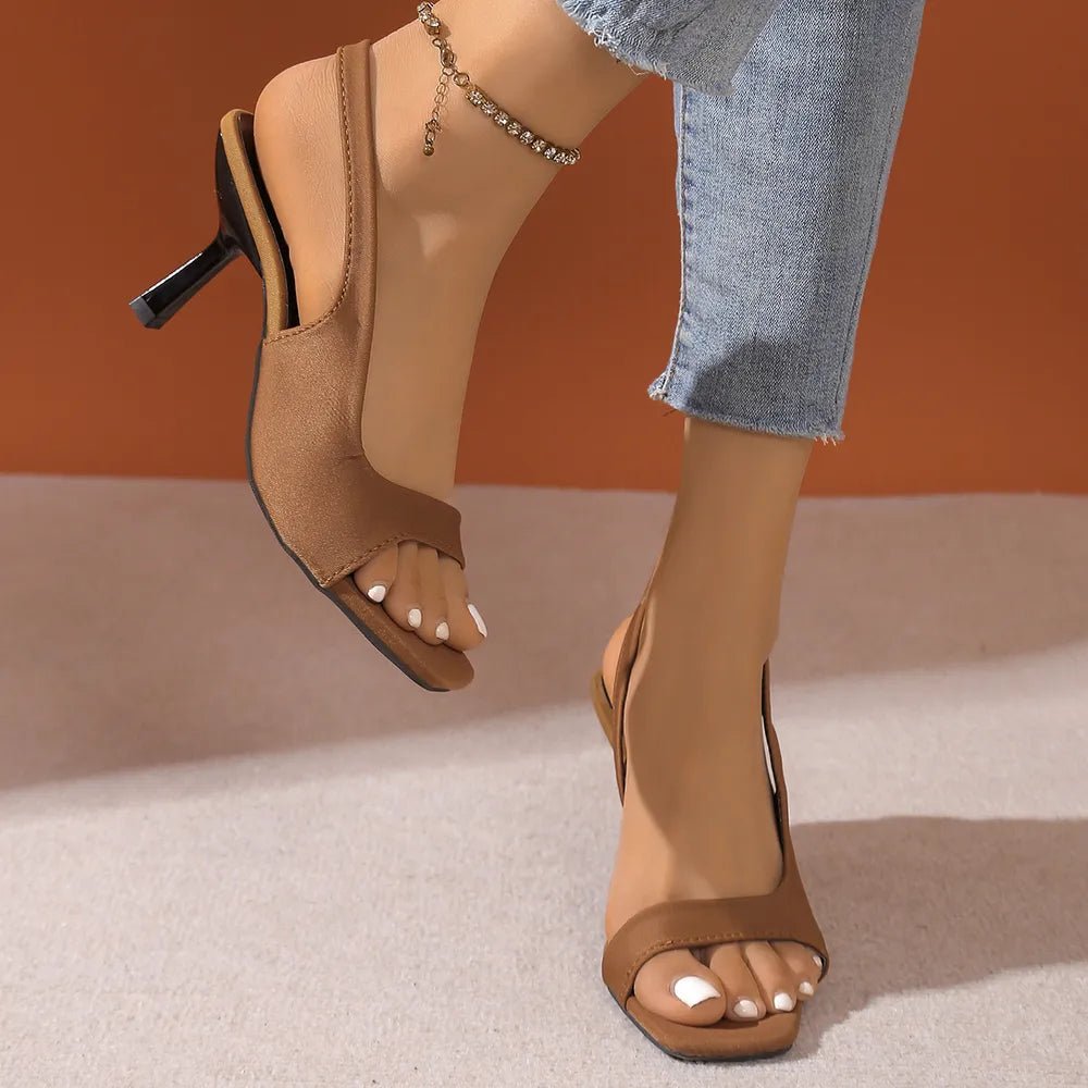 Open Toe Kitten Heel Sandals - JUST - JEN BOUTIQUE