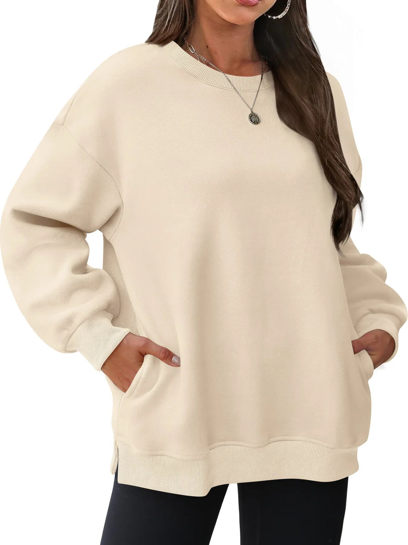 Oversized Long Sleeve Crewneck Sweatshirt - JUST - JEN BOUTIQUE