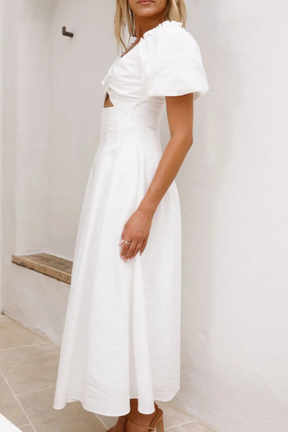 Sweetheart Neck Puff Sleeve Dress - JUST - JEN BOUTIQUE
