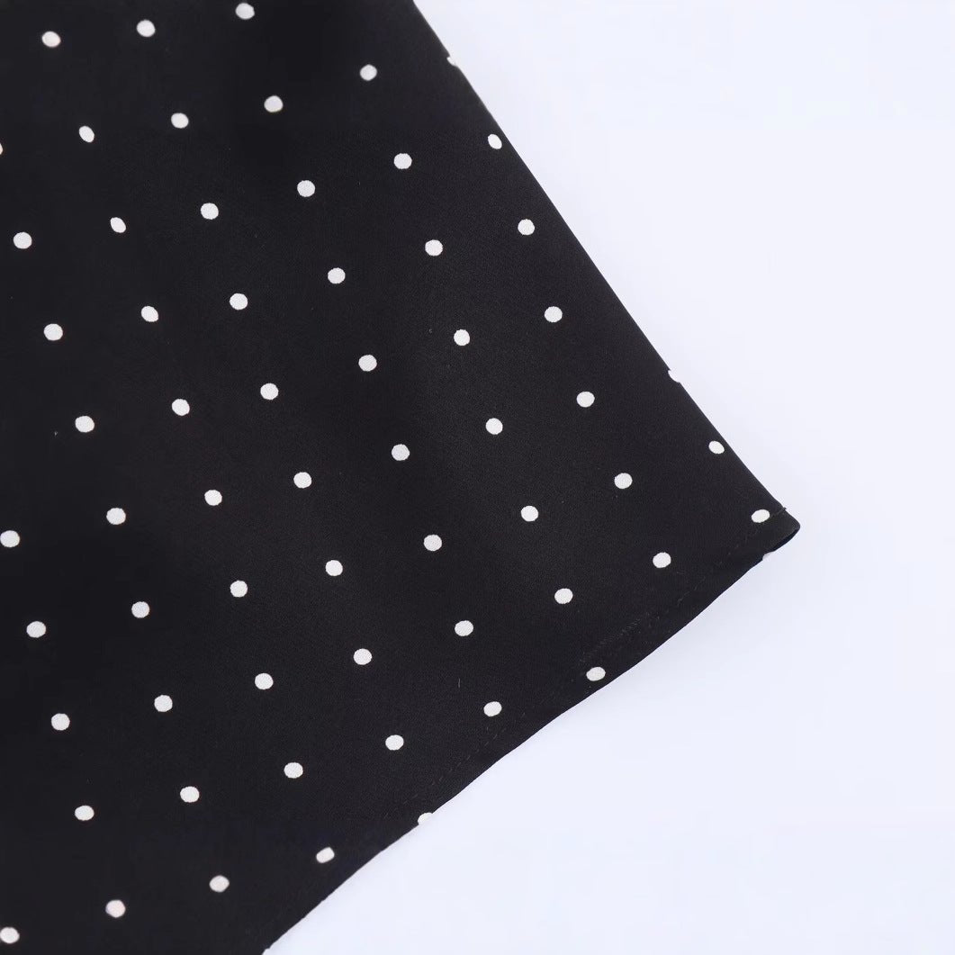 Backless hanging neck V-neck polka dot dress for women
