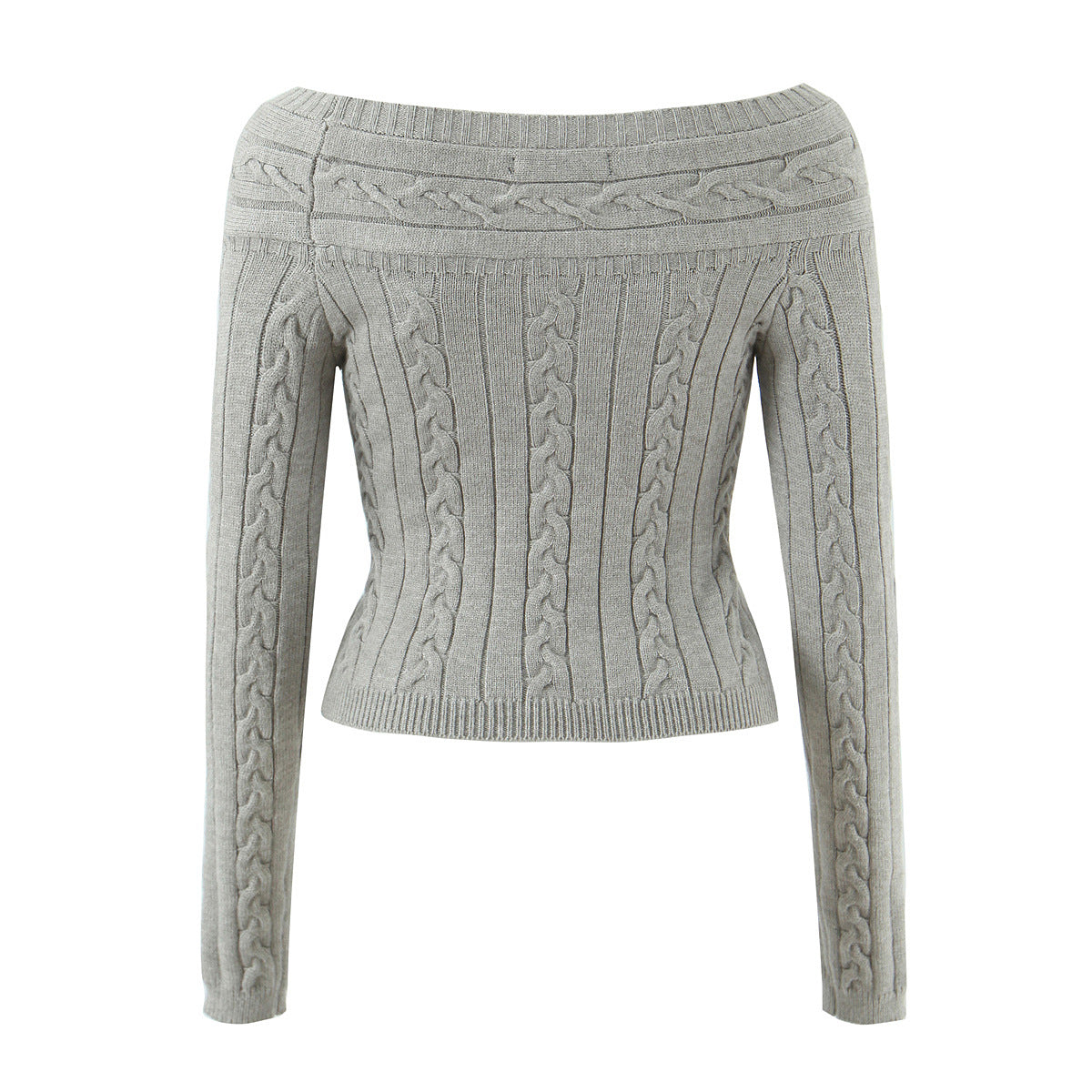 Casual off shoulder Fried Dough Twists slim single breasted short sweater