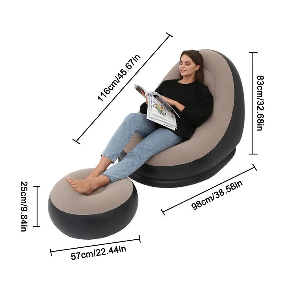 Inflatable Air Mattress Lazy Sofa Deck Chair Comfortable Leg Stool Rest Single Beanbag for home and Outdoor Use - JUST - JEN BOUTIQUE