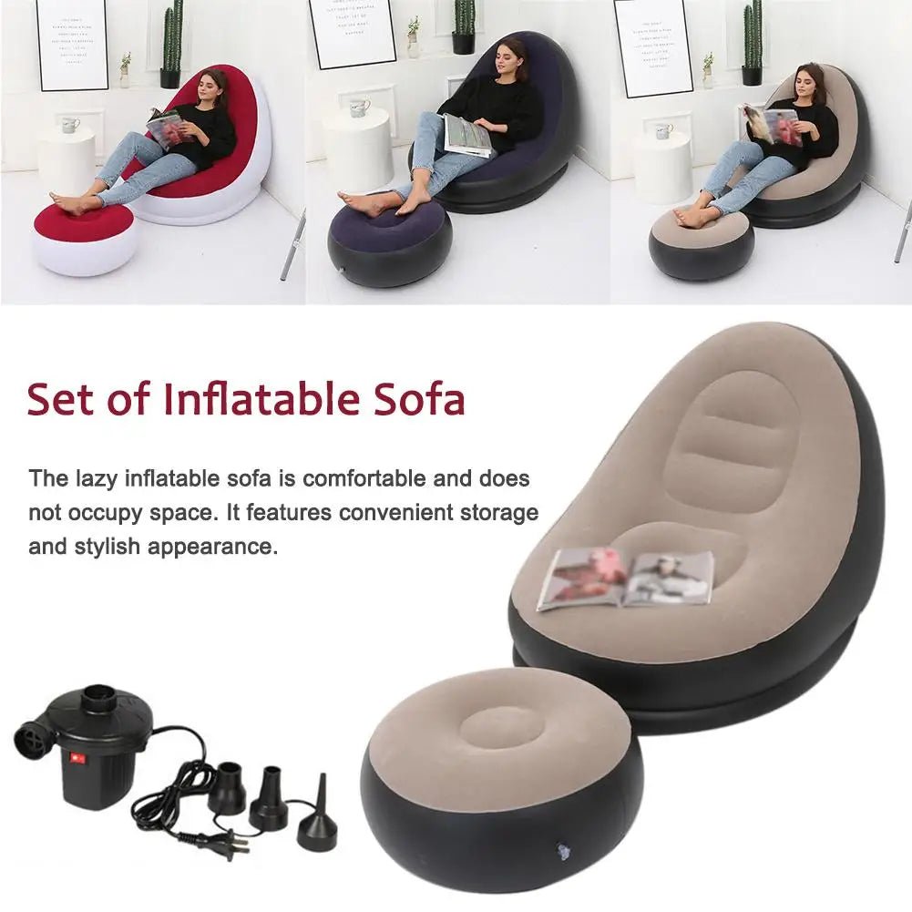Inflatable Air Mattress Lazy Sofa Deck Chair Comfortable Leg Stool Rest Single Beanbag for home and Outdoor Use - JUST - JEN BOUTIQUE