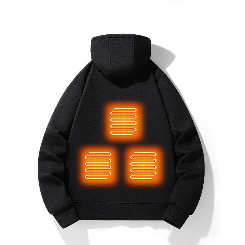 European and American zipper cardigan heating hoodie intelligent hooded five zone heating jacket outdoor warm electric clothing for men - JUST - JEN BOUTIQUE