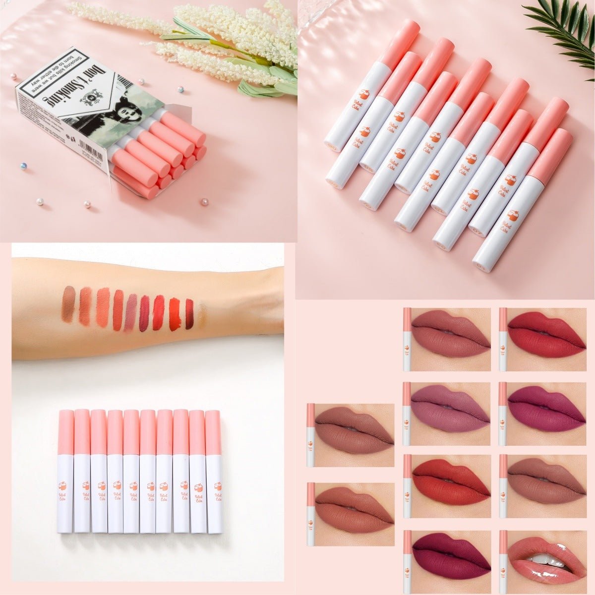 10 PCS Lana Del Rey Lipstick Matte Non Stick Cup Lip Gloss Smoke Pipe Lip Gloss Set Velvet Liquid Lipstick European Makeup - JUST - JEN BOUTIQUE