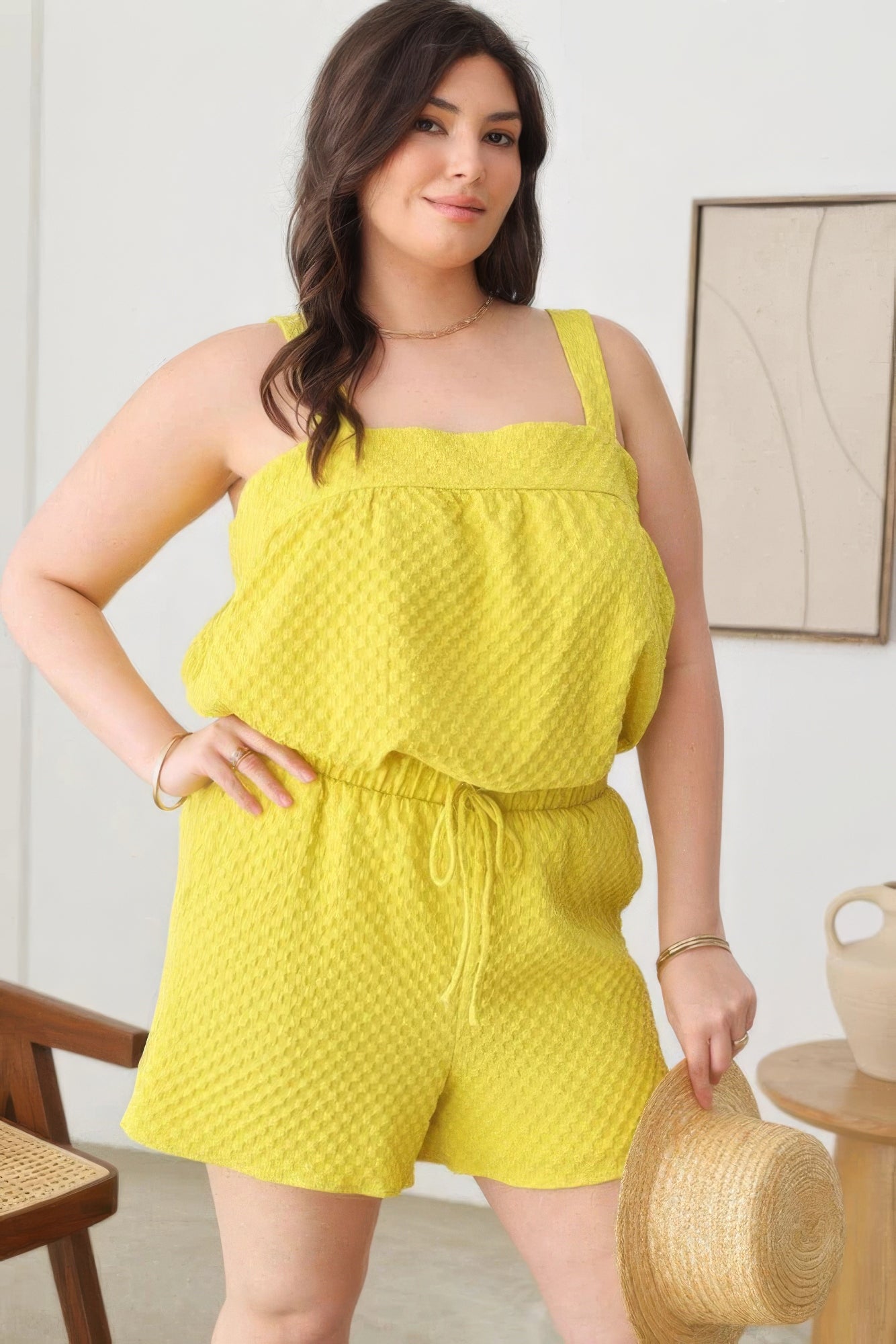 Plus Size Textured Top Elastic Waist Short Sets - JUST - JEN BOUTIQUE