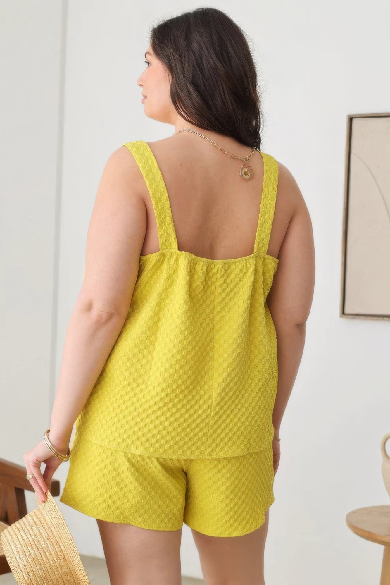 Plus Size Textured Top Elastic Waist Short Sets - JUST - JEN BOUTIQUE