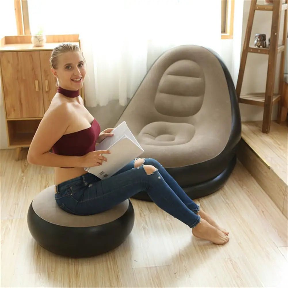 Inflatable Air Mattress Lazy Sofa Deck Chair Comfortable Leg Stool Rest Single Beanbag for home and Outdoor Use - JUST - JEN BOUTIQUE