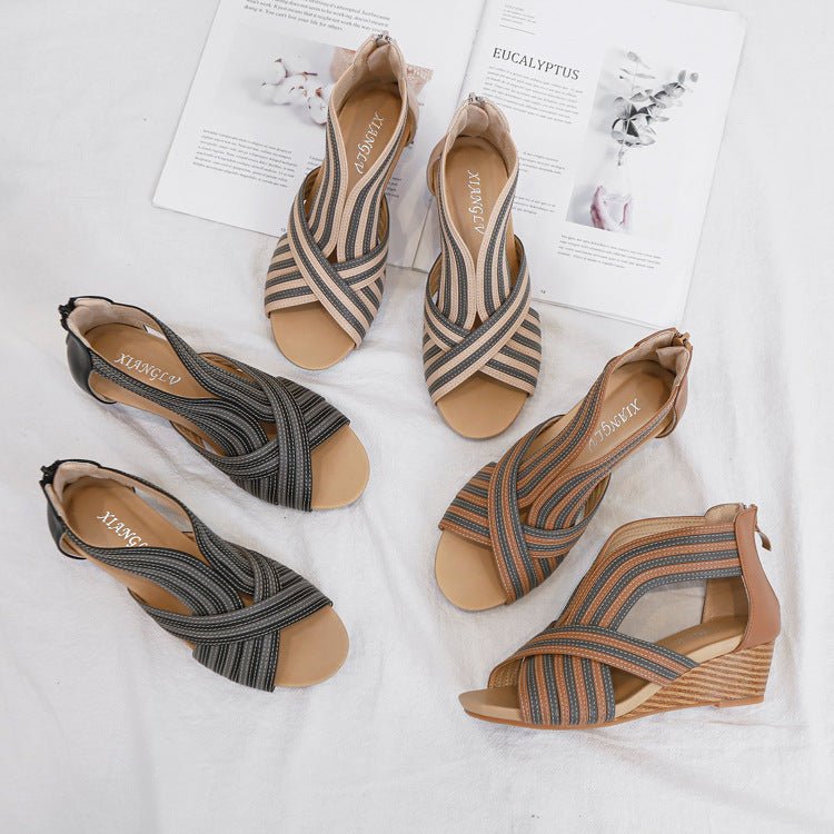 Summer Fashion Women's Fish Mouth Bohemian Roman Sandals Women - JUST - JEN BOUTIQUE