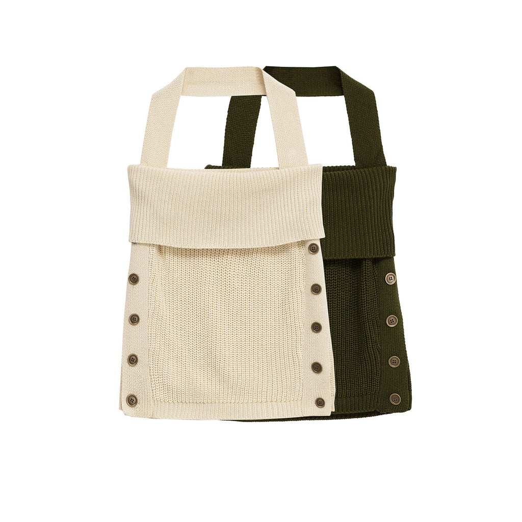 Off shoulder button up knit neck strap small vest for women