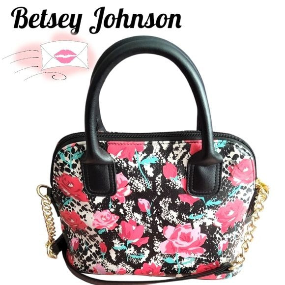 LUV BETSEY JOHNSON Designer Red Snake Floral Darci Crossbody Satchel Bag