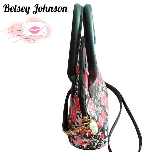 LUV BETSEY JOHNSON Designer Red Snake Floral Darci Crossbody Satchel Bag