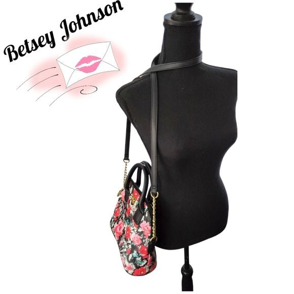 LUV BETSEY JOHNSON Designer Red Snake Floral Darci Crossbody Satchel Bag