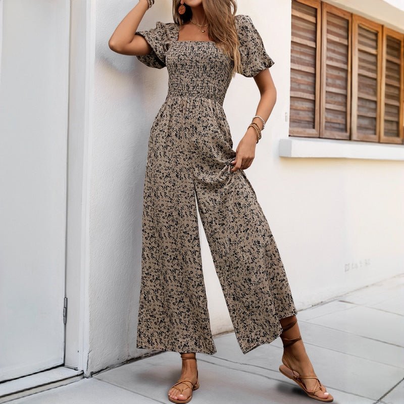 Fashion Women's Wide-leg Pants Printed Jumpsuit