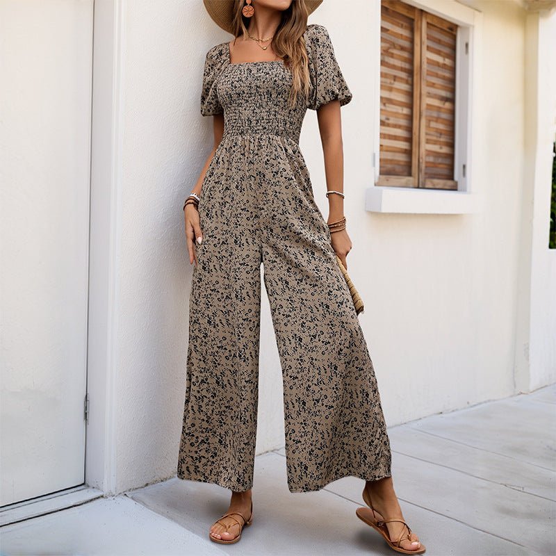 Fashion Women's Wide-leg Pants Printed Jumpsuit