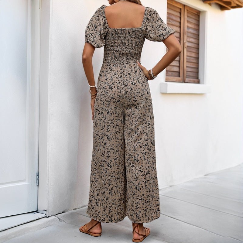 Fashion Women's Wide-leg Pants Printed Jumpsuit